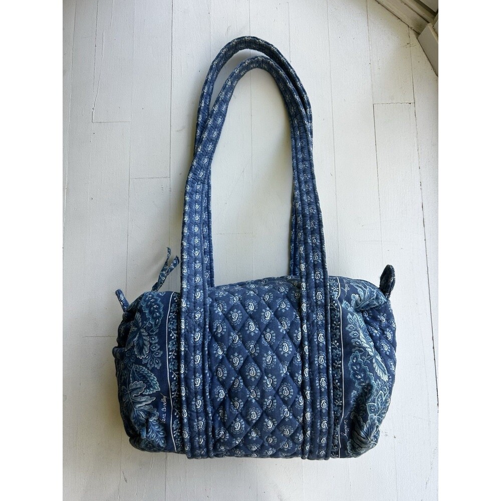 Vintage Vera Bradley Quilted Blue Paisley Patterned 100 Bag Duffle Purse